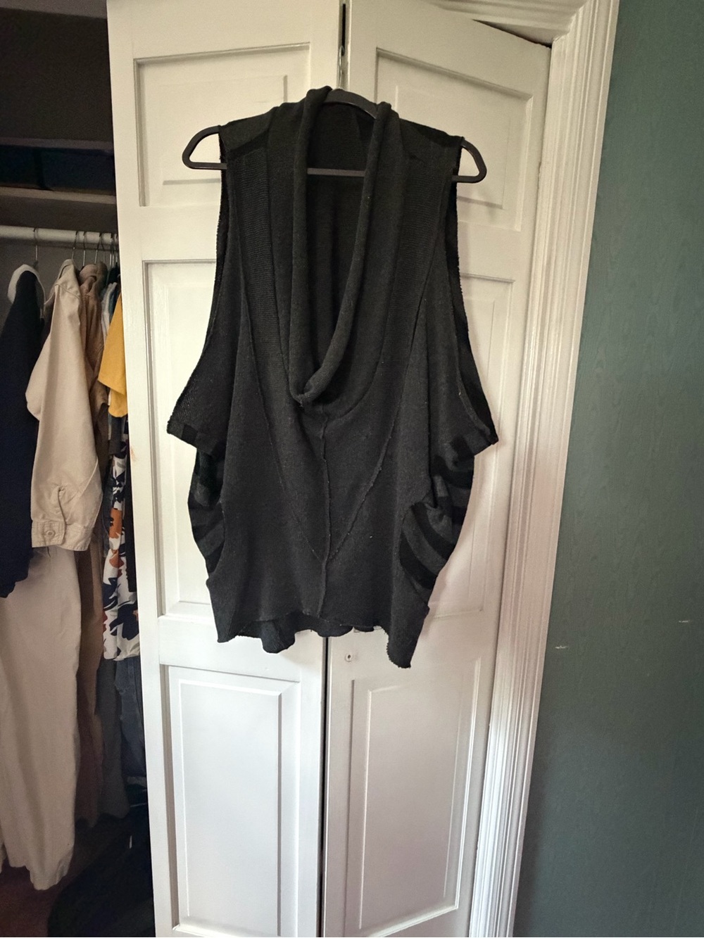 Luukaa Black Draped Open-Front Tunic with Pockets